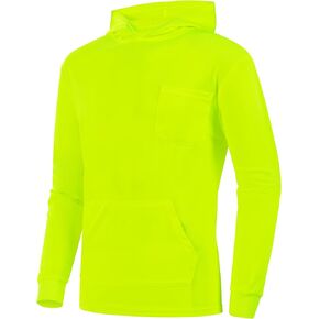 ProtectX Hi Vis Hoodie with Pockets, Long Sleeve High Visibility Hoodie, Quick Dry Safety Shirts with Hood for Men Women
