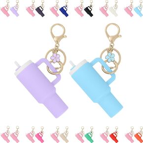 2Pcs Mini Tumbler Keychain Chapstick Holder for Stanley Cup, Cute Keychain Accessories for Women Backpack Bag