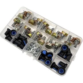 Mustpoint 18Pcs WH148 Single Potentiometer Kit B1K/5K/10K/20K/50K/100K/500K/1M with Box