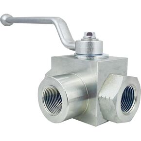 AUTOVO 3/4 Inch Hydraulic Valve 7250 PSI,High Pressure, Shut-Off 3 Way Hydraulic Ball Valve KHB3K 3/4" NPT,Ball Valve,for Oil,Water,Ball valve-US-01