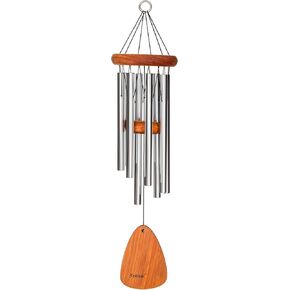 Festival 24-inch Redwood Wind Chime 8 Tubes in Silver by Wind River for Patio, Backyard, Garden, and Outdoor décor. Made in The USA