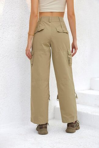 utcoco Women's Cotton Cargo Pants Casual Loose Multiple Pockets Low Waist Straight Leg Y2K Pants in Saudi Arabia