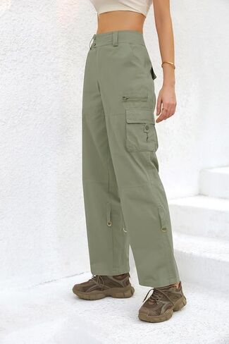 utcoco Women's Cotton Cargo Pants Casual Loose Multiple Pockets Low Waist Straight Leg Y2K Pants in Saudi Arabia