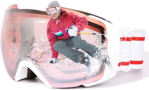 OPTOFENDY Ski Goggles for Women Men, OTG Anti Fog Snow/Snowboard Goggles with Non-slip Belt, UV Protection in Saudi Arabia