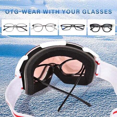 OPTOFENDY Ski Goggles for Women Men, OTG Anti Fog Snow/Snowboard Goggles with Non-slip Belt, UV Protection in Saudi Arabia