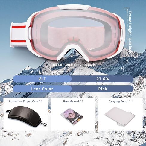 OPTOFENDY Ski Goggles for Women Men, OTG Anti Fog Snow/Snowboard Goggles with Non-slip Belt, UV Protection in Saudi Arabia