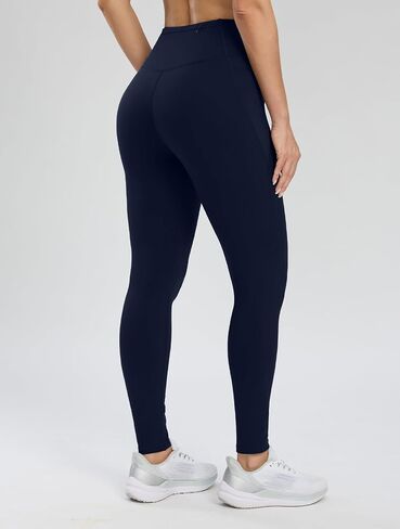 Seamaid Women's Fleece Lined Leggings 27" Water Resistant Thermal Winter Running Hiking Pants with Pockets High Waisted Grey M in Saudi Arabia