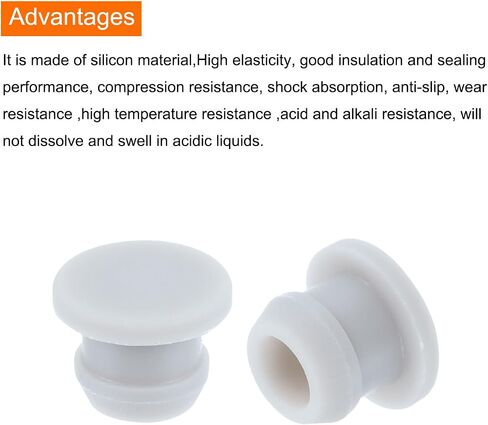 MECCANIXITY Silicone Snap in Locking Hole Plugs,Rubber Panel Seal Cover Flush Type Panel Round for Kitchen Rubber Bulkheads Waterproof Sealing Plugs 8mm/0.3 Inch Diameter Grey,Pack of 10 in Kuwait