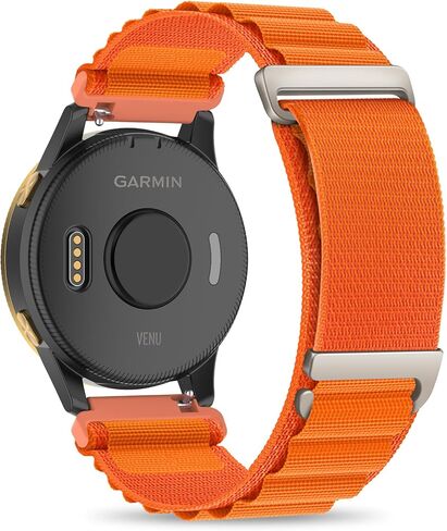 حلقة جبال الألب نايلون 22 مم نطاقات الساعة المتوافقة مع Garmin Vivoactive 4/Venu 2/3 ، قابلة للتعديل في التنفس القابل للتعديل مع حزام C-Hook Sports لـ Forerunner 265/255/255 MUSIC MEN in Kuwait