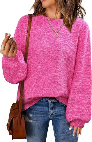 NIeyook Women's Long Sleeve Sweaters 2024 Fall Fashion Loose Crewneck Knit Oversized Pullover Sweater Jumper Tops Green S in Saudi Arabia