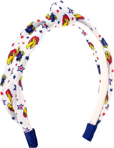 Wee Ones Divine Creations, Girls' Signature Collegiate Logo Print Grosgrain Knot Headband, One Size, Kansas Jayhawks in Saudi Arabia