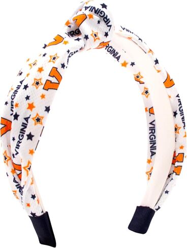 Wee Ones Divine Creations, Girls' Signature Collegiate Logo Print Grosgrain Knot Headband, One Size, Kansas Jayhawks in Saudi Arabia