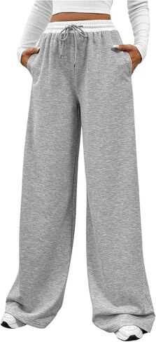 Floerns Women's Color Block Elastic Drawstring Waist Baggy Wide Leg Active Sweatpants in Saudi Arabia