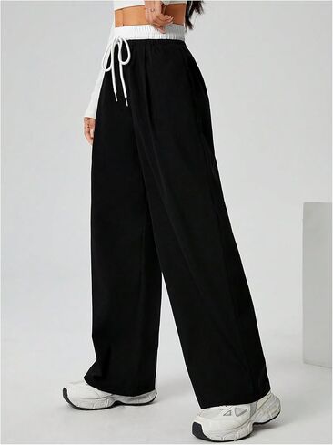 Floerns Women's Color Block Elastic Drawstring Waist Baggy Wide Leg Active Sweatpants in Saudi Arabia