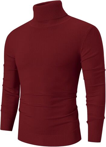 QZH.DUAO Men's Slim Fit Turtleneck Pullover Sweaters Casual Lightweight Knitted Basic Tops in Saudi Arabia