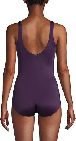 Lands' End Womens Chlorine Resistant Tugless Tank Soft Cup One Piece Swimsuit BlackBerry Long Torso 18 in Saudi Arabia