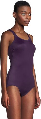 Lands' End Womens Chlorine Resistant Tugless Tank Soft Cup One Piece Swimsuit BlackBerry Long Torso 18 in Saudi Arabia
