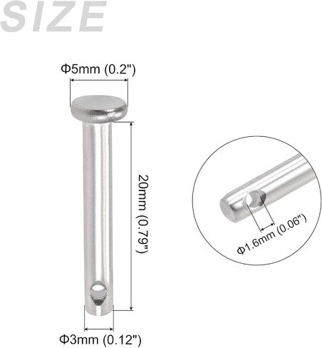 METALLIXITY Clevis Pins (6mmx20mm) 4Pcs, Single Hole Flat Head 304 Stainless Steel Fastener Pin - for Metal Devices, Furniture Installation, Industrial, DIY in Saudi Arabia