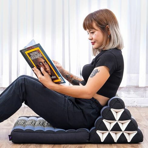 Leewadee Comfortable Japanese Floor Mattress - Thai Floor Bed with Triangle Cushion - Futon Mattress - XL Extra Long Thai Massage Mat, 89 x 20 inches, Green Red, Kapok Filling in Saudi Arabia