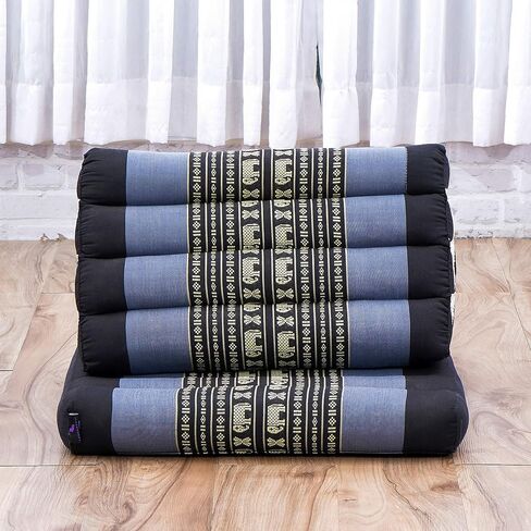 Leewadee Comfortable Japanese Floor Mattress - Thai Floor Bed with Triangle Cushion - Futon Mattress - XL Extra Long Thai Massage Mat, 89 x 20 inches, Green Red, Kapok Filling in Saudi Arabia