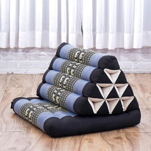 Leewadee Comfortable Japanese Floor Mattress - Thai Floor Bed with Triangle Cushion - Futon Mattress - XL Extra Long Thai Massage Mat, 89 x 20 inches, Green Red, Kapok Filling in Saudi Arabia