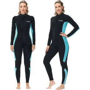 Women Wetsuit, 5/4mm Upgrade CR Neoprene Wetsuits for Women, Ideal Thermal Wet Suit in Cold Water, Front Zip for Surfing Snorkeling Diving Swimming