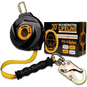 KwikSafety - Charlotte, NC - Mamba 20’ Self Retracting Lifeline [Carbonate Lightweight Housing] Class B Web SRL ANSI OSHA Retractable Fall Arrest Protection Roofing Construction Gear