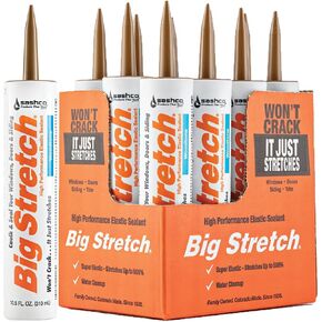 Sashco 10018 100 Percent Acrylic Latex Big Stretch High Performance Caulk, 10.5oz Cartridge, Woodtone (Case of 12)