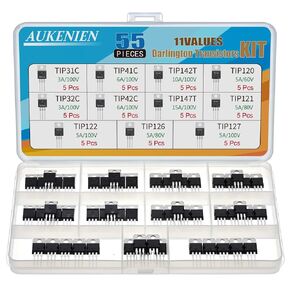 AUKENIEN 11 Values Silicon TIP Assortment TIP31C TIP32C TIP41C TIP42C TIP142T TIP147T TIP120 TIP121 TIP122 TIP126 TIP127 Darlington Bipolar Transistors Power Transistor Kit