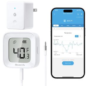 GoveeLife WiFi Refrigerator Thermometer with Freezer Alarm, Digital Freezer Thermometer, Remote App Alert with Anti-False, 2 Years Free Data Export, Freezer WiFi Alarm for Pool Freezer Hot Tub