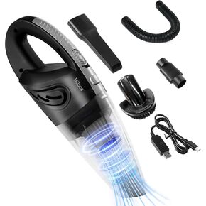 Car Vacuum Portable Cordless, Handheld Car Vacuum Cleaner High Power for Wet and Dry, USB Rechargeable Lightweight Cordless Vacuum, 0.45L Capacity Storage Bag,for Car/Stairs/Pet Hair(Black Silver)