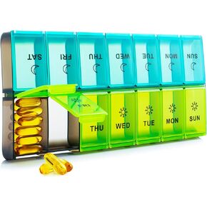 Mossime XL Large Daily Pill Organizer 2 Times a Day, Extra 7 Day Pill Box Am Pm, Weekly Day Night Vitamin Holder, Medicine Organizer, Big Pill Container, Medication Dispenser 14 Compartments