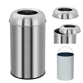 Open Top Trash Can, 18.5 Gallon/70 L Outdoor Indoor Round Garbage Can with Removable Inner Wastebasket, Commercial Grade Stainless Steel Rubbish Bin for Home, Office, Restaurant