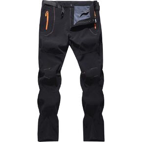TIBAIKER Men's Snow Ski Outdoor Waterproof Fleece Lined Hiking Pants Zipper Pockets Softshell Mountain Cargo Pants