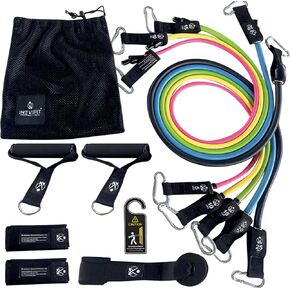 INEVIFIT Resistance Band Set, 150 LBS Stackable Workout Bands for Strength Training, Yoga, Pilates, and Full Body Workout, Includes Door Anchor, Handles, Ankle Straps, Carrying Bag, and Exercise Guide
