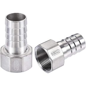 uxcell 304 Stainless Steel Hose Barb Fitting Coupler, 32mm Barb x G1-1/4 Female Thread Pipe Adapter
