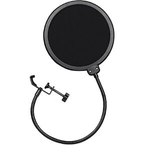 Professional Microphone Pop Filter Mask Shield For Shure SM58 Technica AT2020 Blue Yeti and Any Other Microphone, Mic Dual Layered Wind Pop Screen With A Flexible 360° Gooseneck Clip Stabilizing Arm