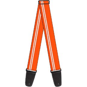 Buckle-Down Guitar Strap Racing Stripe Orange White 2 Inches Wide