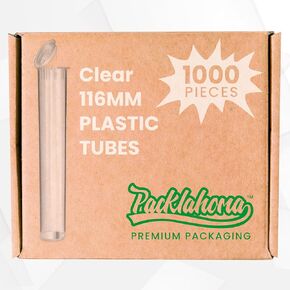 116mm Pop Top Tubes Clear x 1000 | Bulk Clear Plastic Tubes Packaging with Caps | Air Tight Containers | Child Resistant Plastic Storage Tube (1000 Pack)