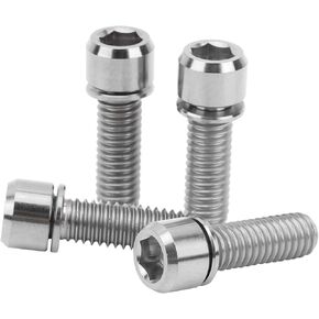 BORDSTRACT Bicycle Stem Bolts, 4Pcs M6x18 Titanium Alloy Fixing Screws for Mountain Bike Disc Brake Caliper Bicycles MTB Riding Accessories(Silver)