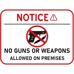 6pcs No Guns Or Weapons Allowed On Premises Signs Stickers, 8x6 Inch Self-Adhesive Danger Warning Signs for Home and Business Glass Window Door Alert Sticker Decals