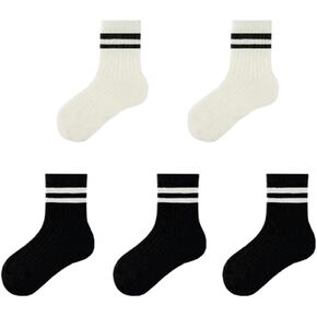 Kids Girls Boys Seamless Socks Crew Cotton Sports Socks Soft Breathable Cushion Socks 5 Pairs