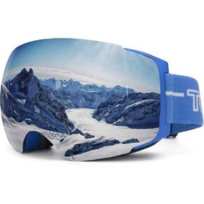 OTG Ski/Snowboard Goggles - Magnet Dual Layers Interchangeable Lens, Frameless, 100% UV Protection