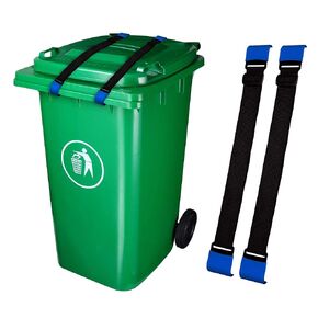 2PCS Metal Double Claw Trash Can Locks Strap for Animals,Adjustable Garbage Can Lid Locks Security Strap,Universal Trash Can Lid Lock for Prevents Squirrels, Dogs, Raccoons, Birds (Black)