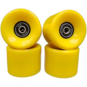 Skateboard Wheels 60mm 95a with Bearings, Set of 4 (Yellow)