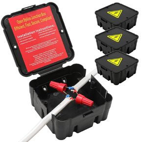 Open Splice Junction Box (3 Pack), One-Piece Junction Box Splice Box. Repair Open Splices, 5 Second Installation Splice Box, Electrical Junction Box, Wire Junction Box