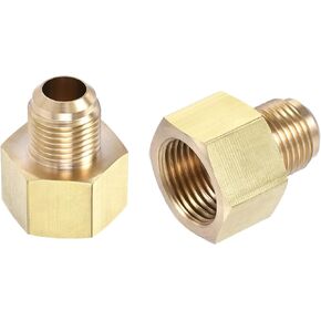 5/8" Flare to 1/2" Female NPT Gas Line Brass Connector, Brass Gauge Torch Line Adapter for Hydraulic, HVAC Fuel, Air, Natural Gas Line Connectors - (2 PCS)