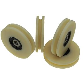 Set of 4 nylon grooved wheels with 8 mm round groove, diameter 80 mm, width 10 mm, capacity 100 kg, made in the EU