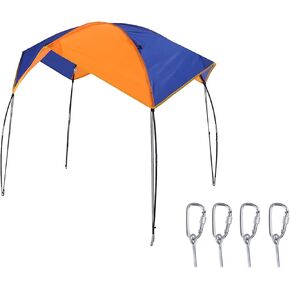 Boat Sun Shade Shelter, 2-4 Persons Portable Sailboat Awning Cover Fishing Tent Sun Shade for Outdoor Boating Picnic(68351 Awning (4 People))