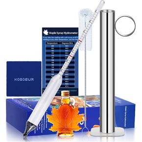 Maple Syrup Hydrometer Test Cup Kit, Maple Sap Hydrometer With Stainless Steel Maple Syrup Equipment, Hydrometer for Maple Syrup with Baume, Brix Scale, Maple Syrup Supplies for Measures Sugar Content
